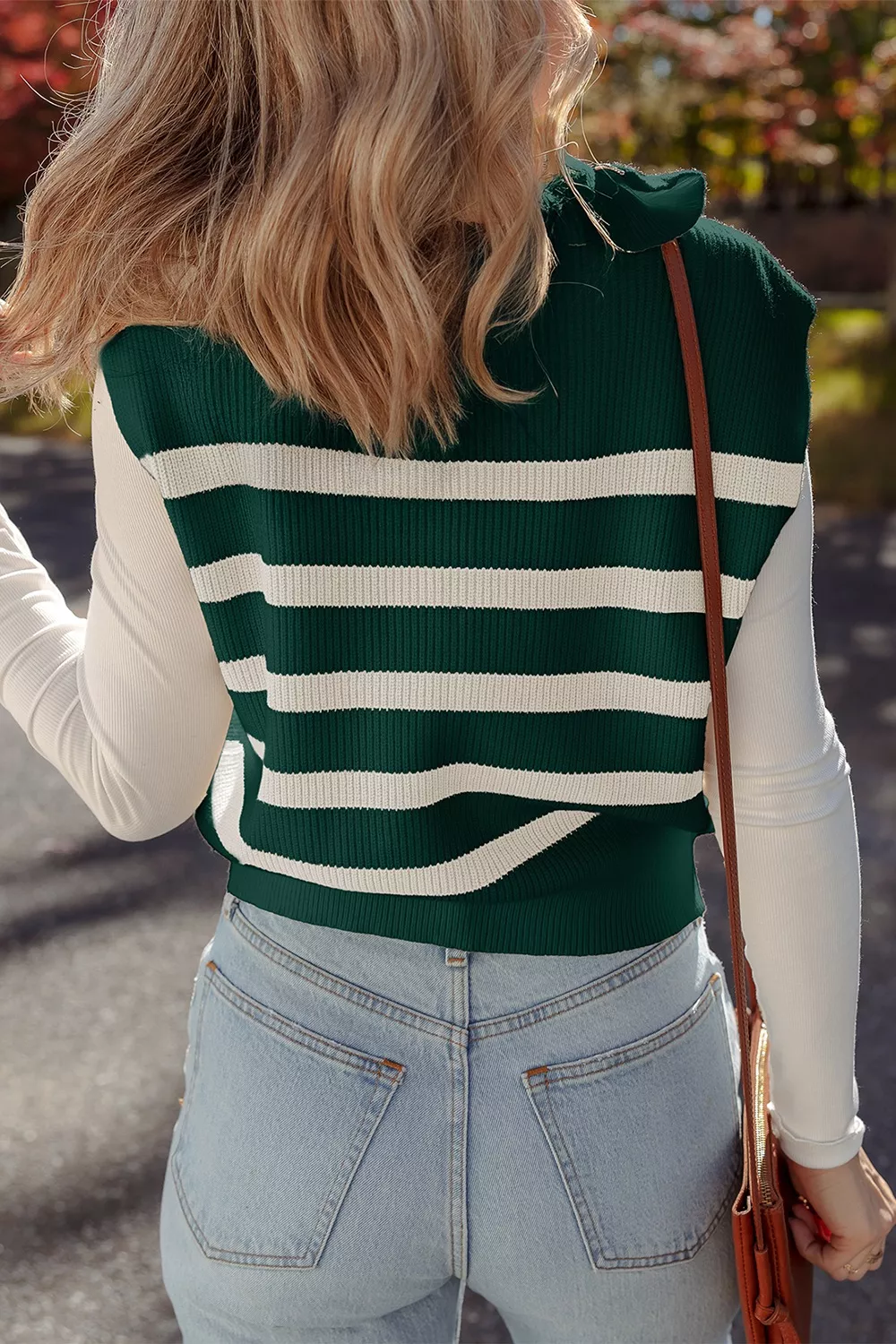Ribbed Half Zip Collared Sweater Vest, image 6