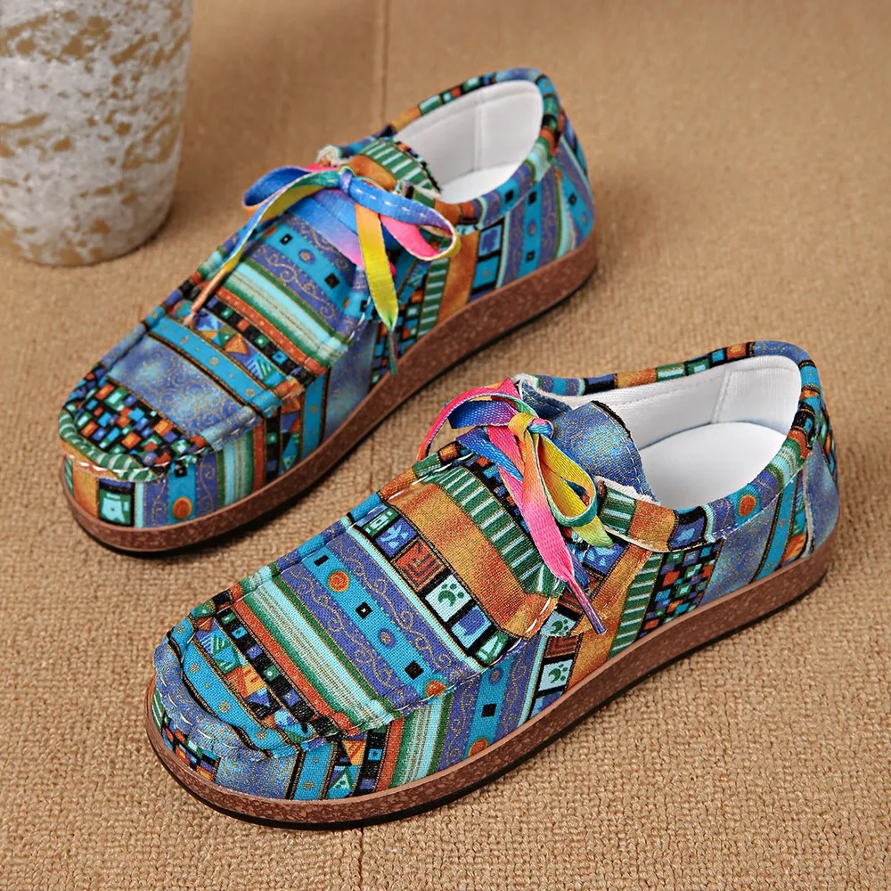 Printed Round Toe Sneakers, image 3