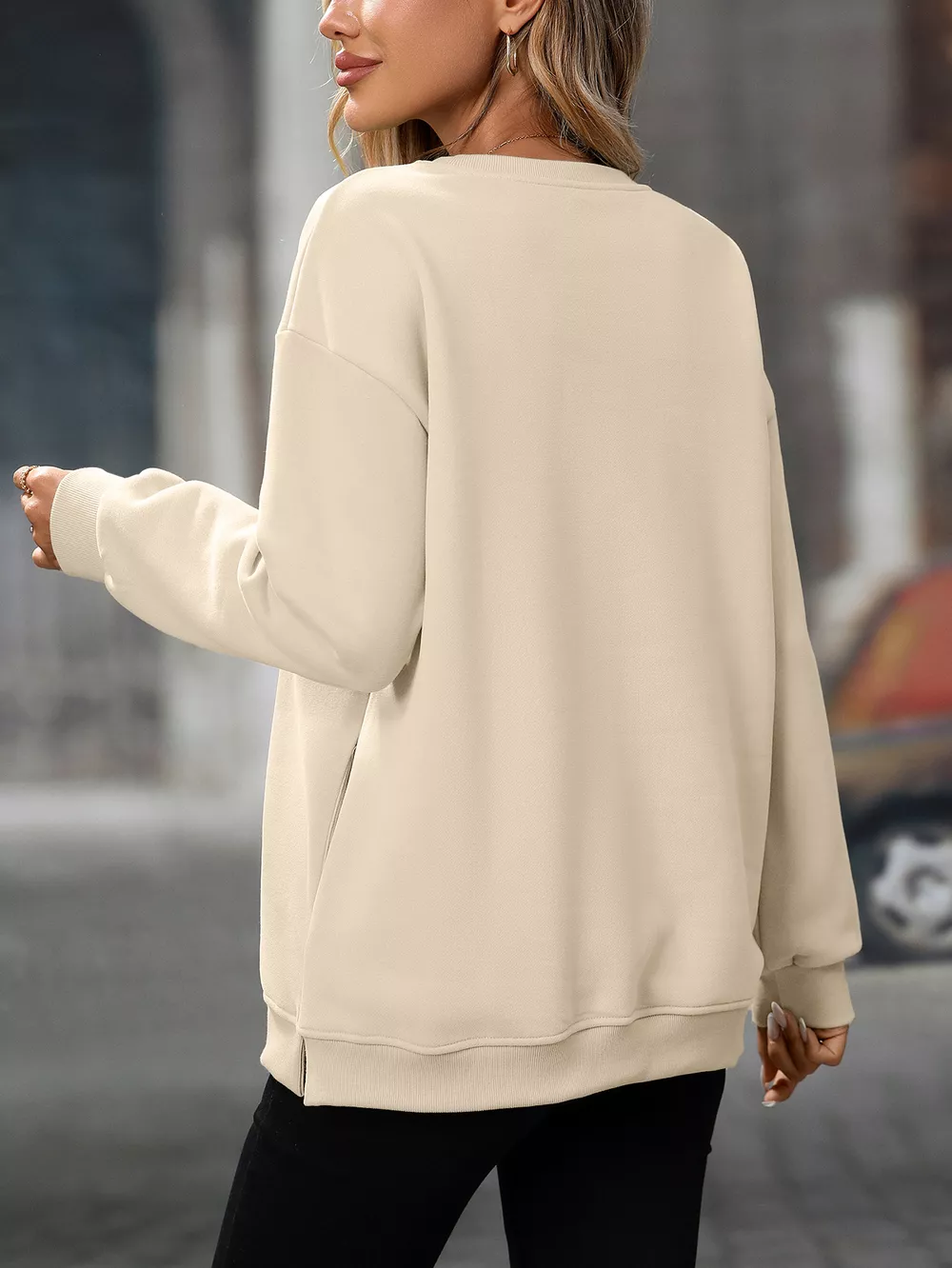 Casual Solid Color Long Sleeve Sweatshirt, image 20