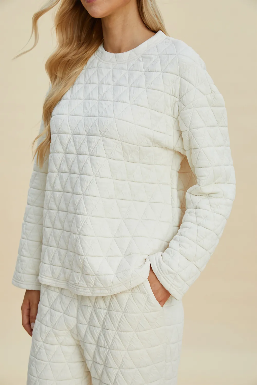 Full Size Texture Round Neck Long Sleeve Top and Pants Set, image 13