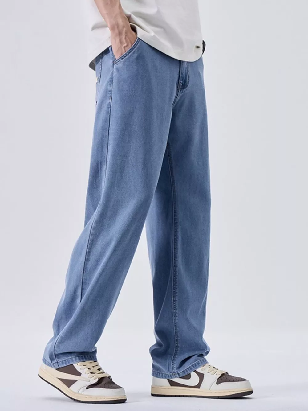 Men's Wash Wide Leg Jeans, image 6