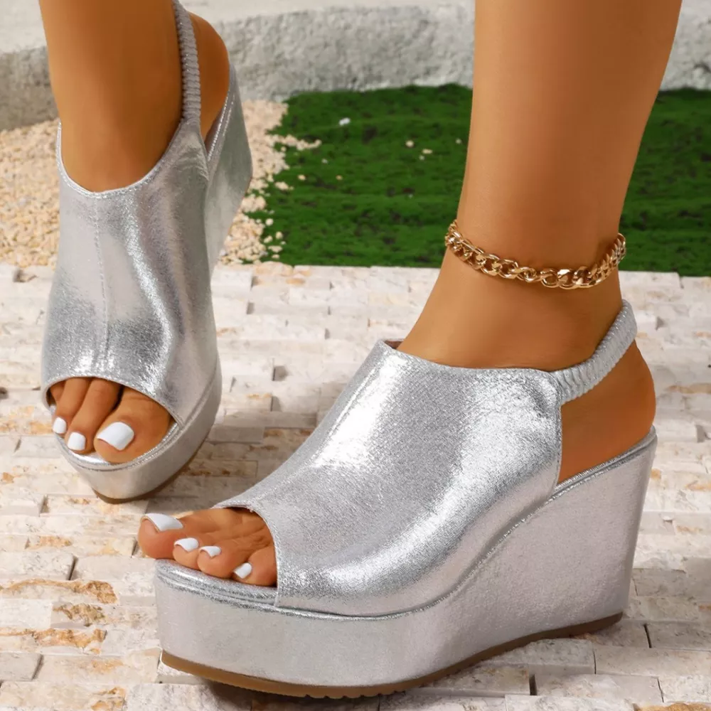Peep Toe Wedge Sandals, image 11