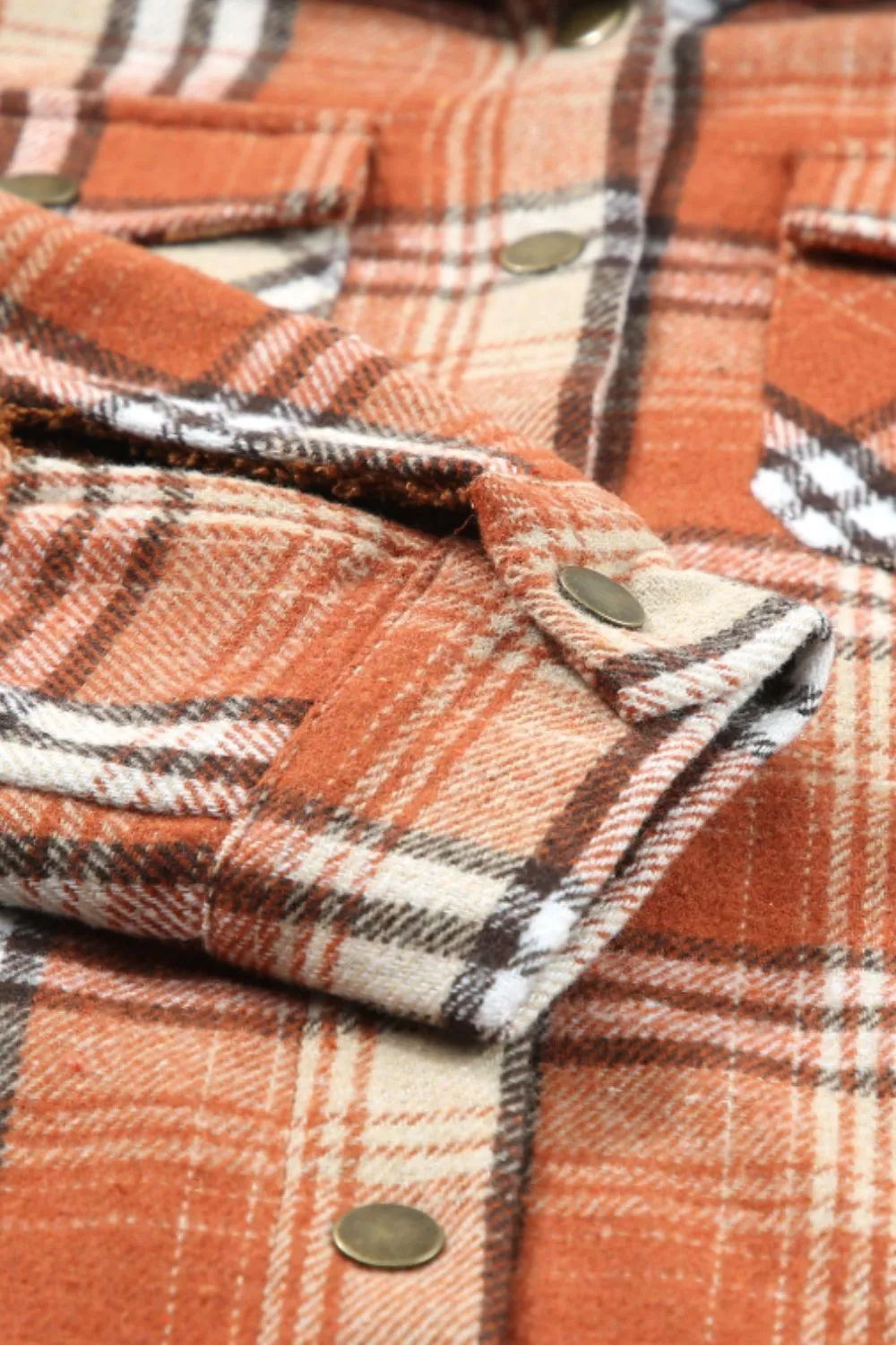 Plaid Button Up Long Sleeve Hooded Jacket, image 6