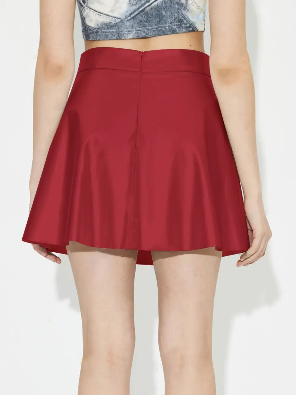 Ruched Mini Skirt with Zipper, image 3