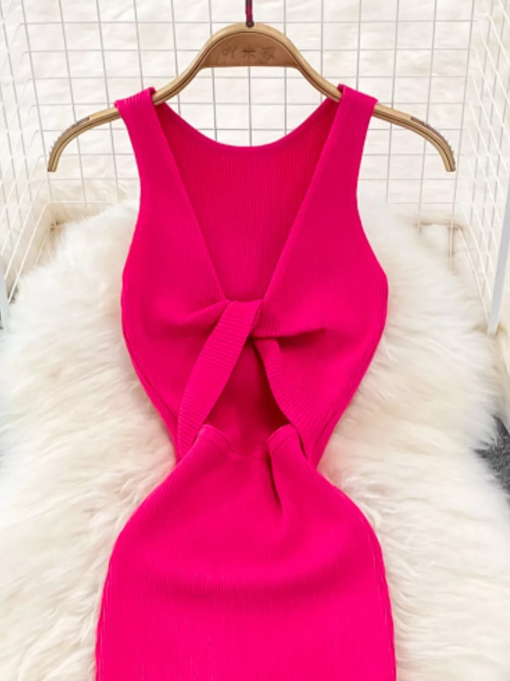 Knot Back Sleeveless Knit Bodycon Midi Dres, image 24