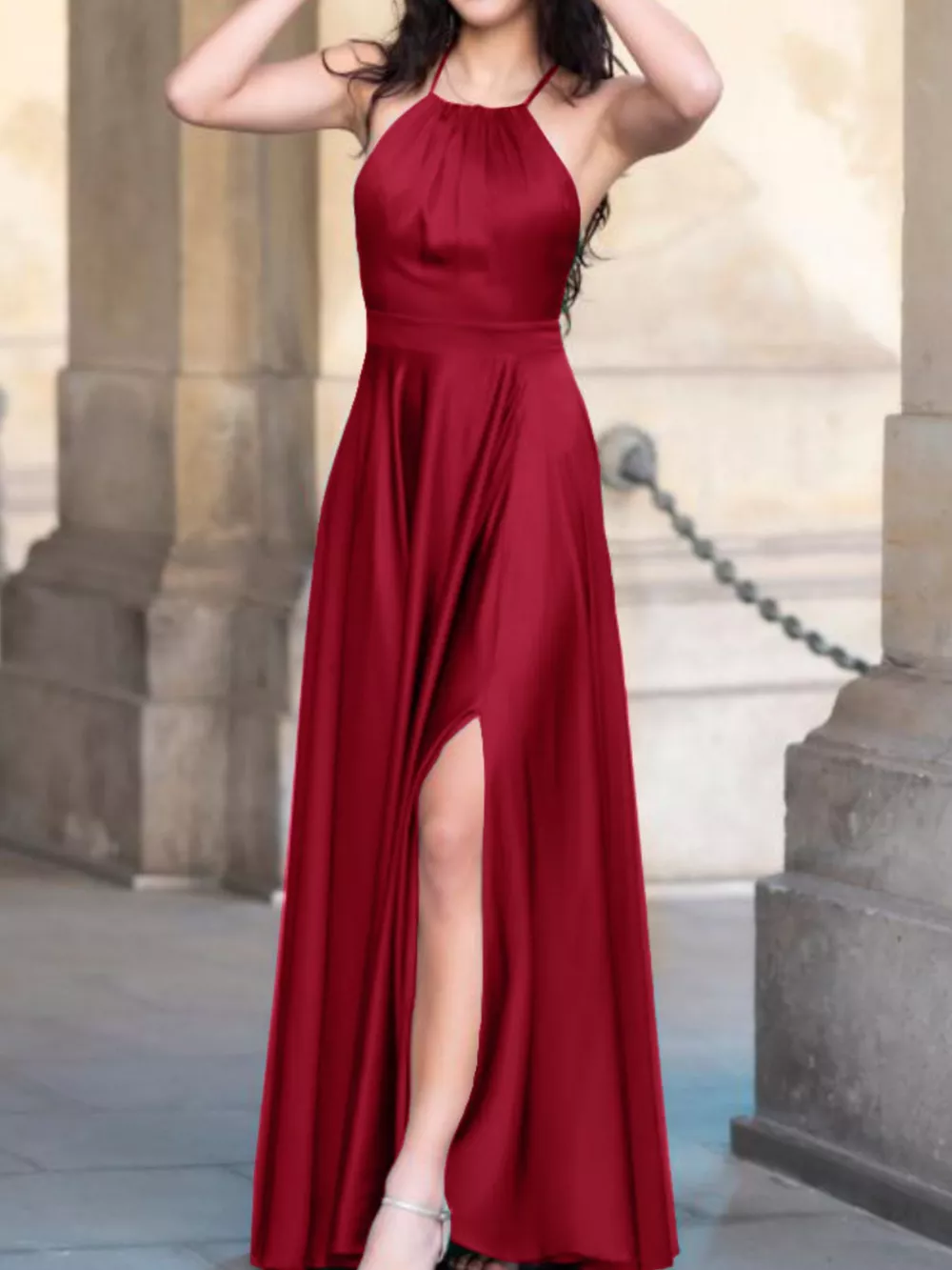 Halter Neck Slit Maxi Dress, image 14