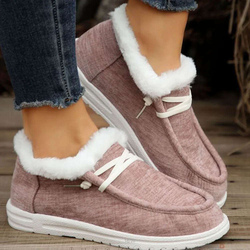 Lace Up Round Toe Furry Sneakers, image 3