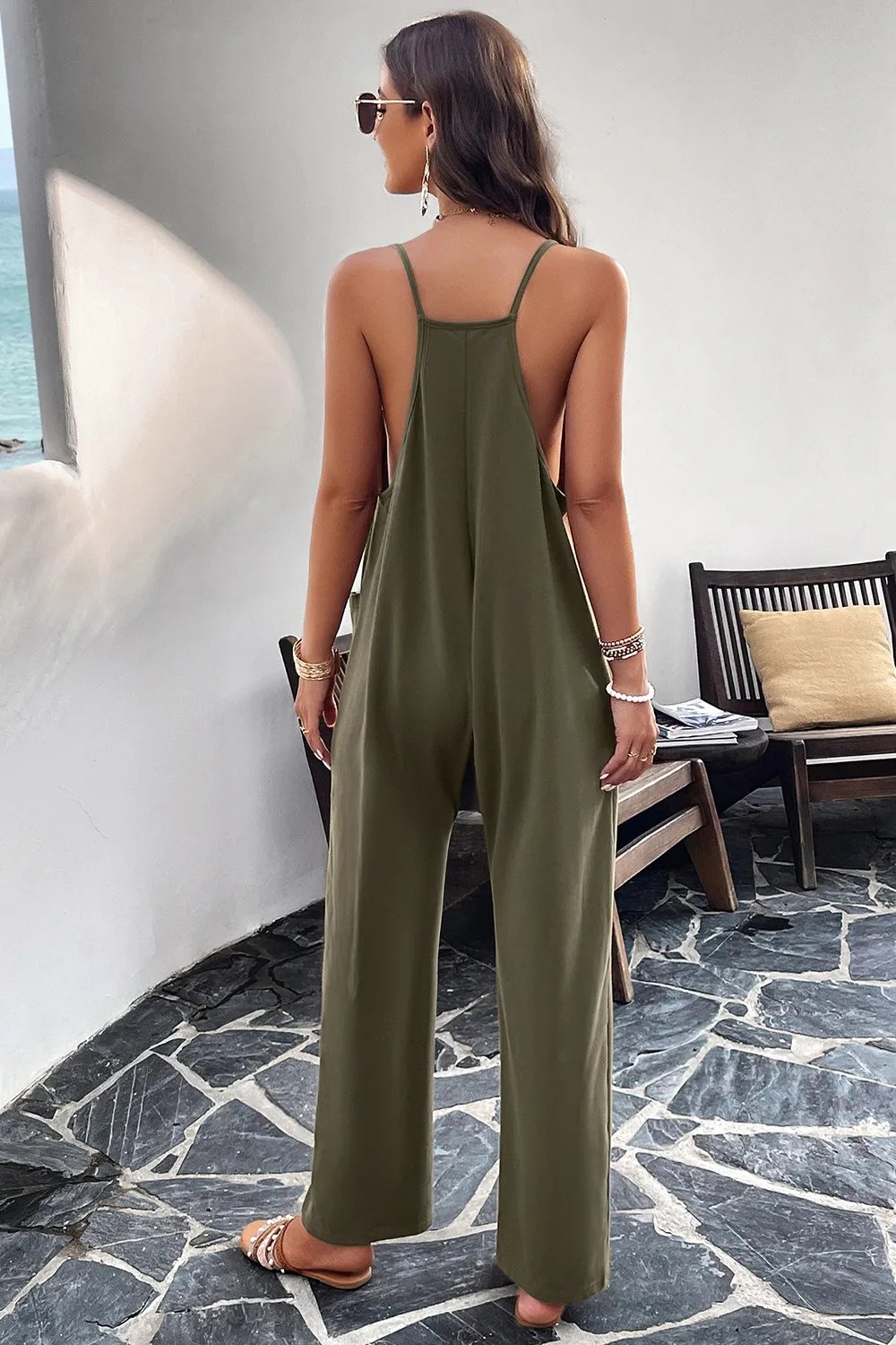 Pocketed Spaghetti Strap Overalls, image 20