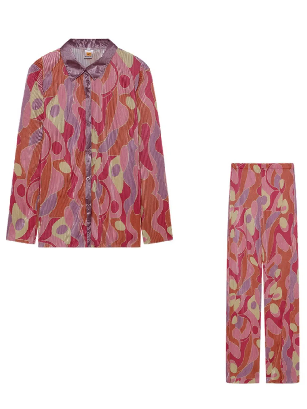 Printed Button Up Shirt and Pants Set, image 6