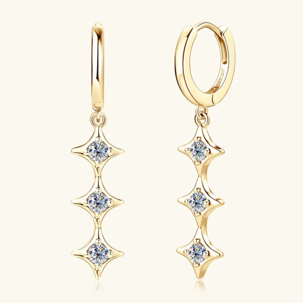 Moissanite 925 Sterling Silver Geometric Shape Earrings, image 3