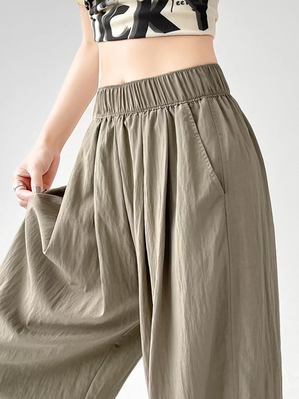 High-Waisted Loose Fit Wide-Leg Casual Pants, image 7
