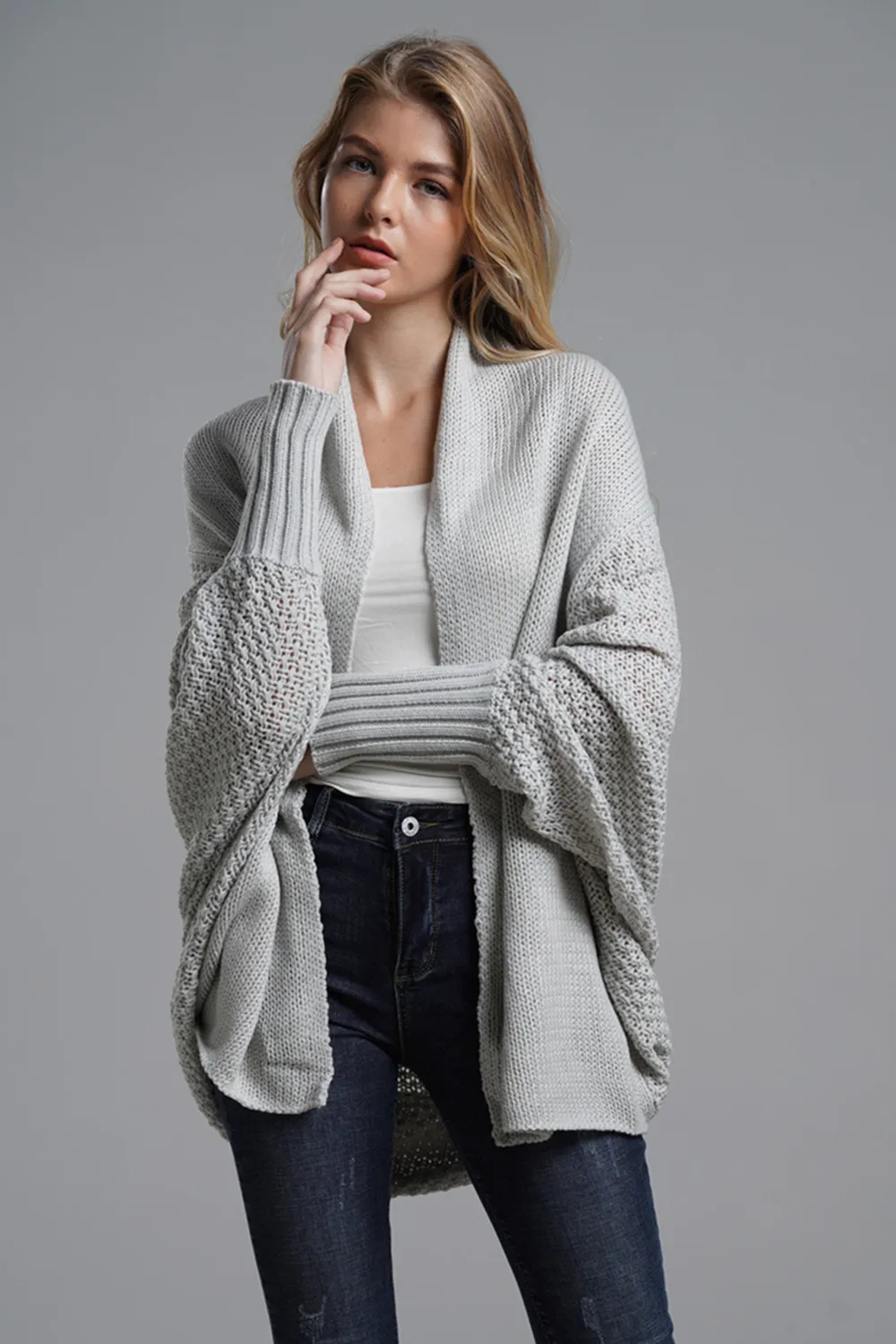 Open Front Batwing Sleeve Cardigan, image 2