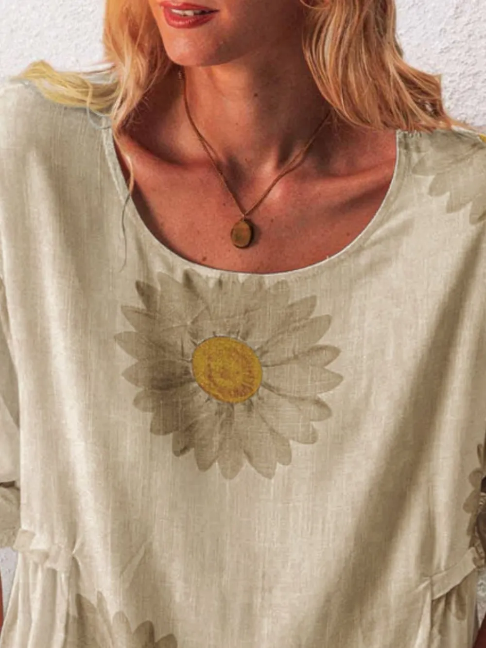 Full Size Flower Round Neck Half Sleeve T-Shirt Plus Size, image 20