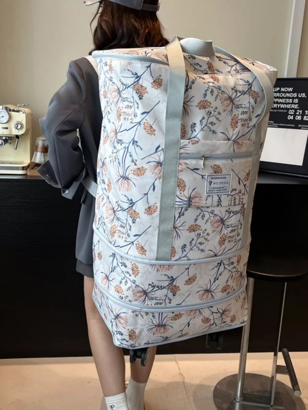 Floral Pattern Rolling Luggage Travel Bag, image 5