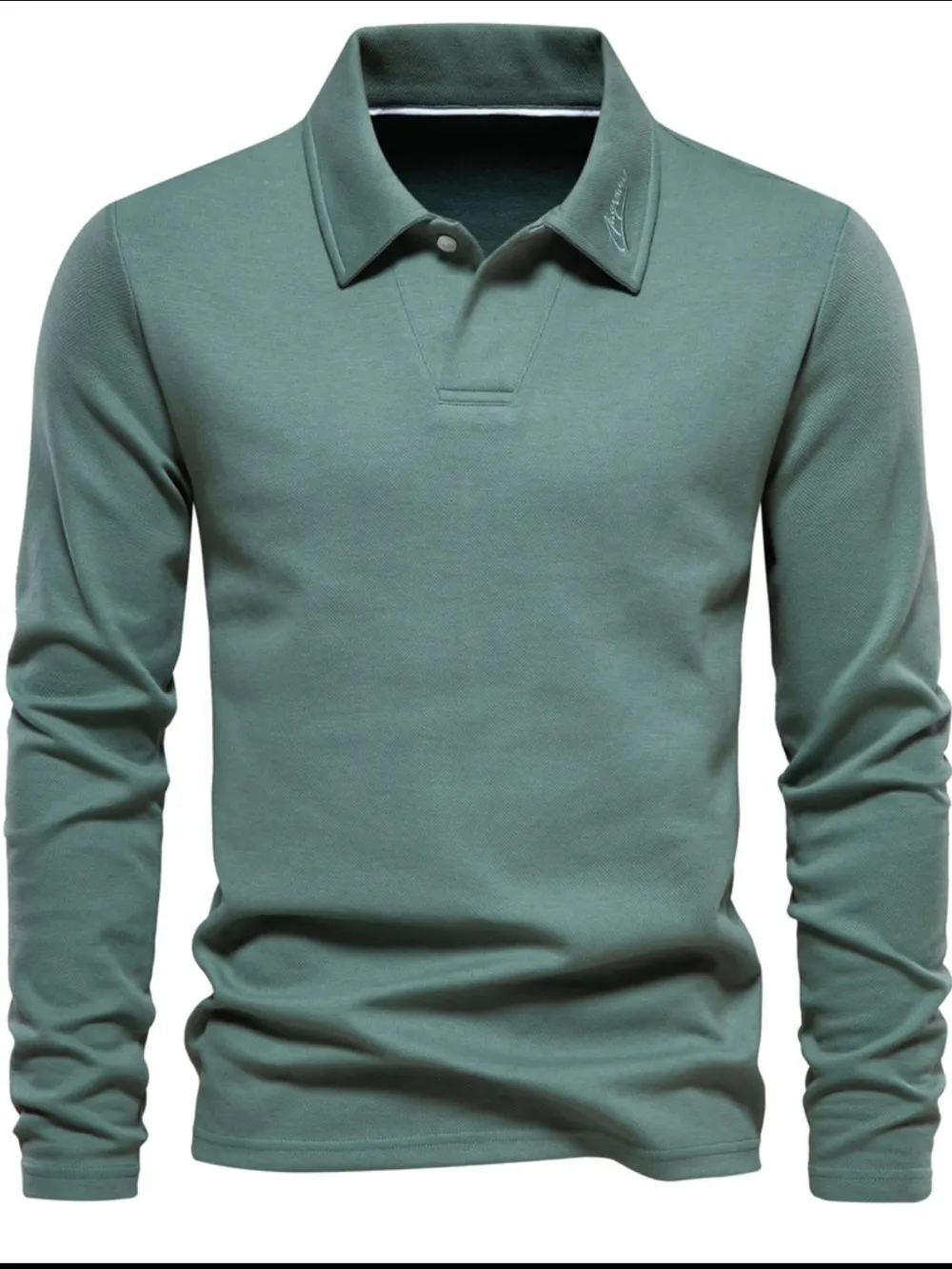 Men's Collared Neck Long Sleeve Polo, image 7