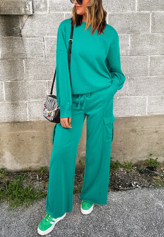 Full Size Round Neck Long Sleeve Top and Drawstring Pants Set, image 9