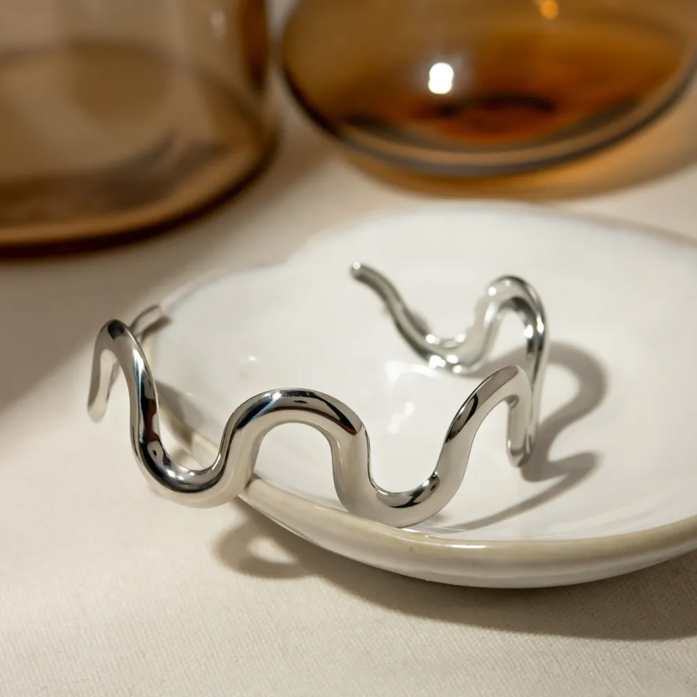 Stainless Steel Wave Shape Bracelet, image 2
