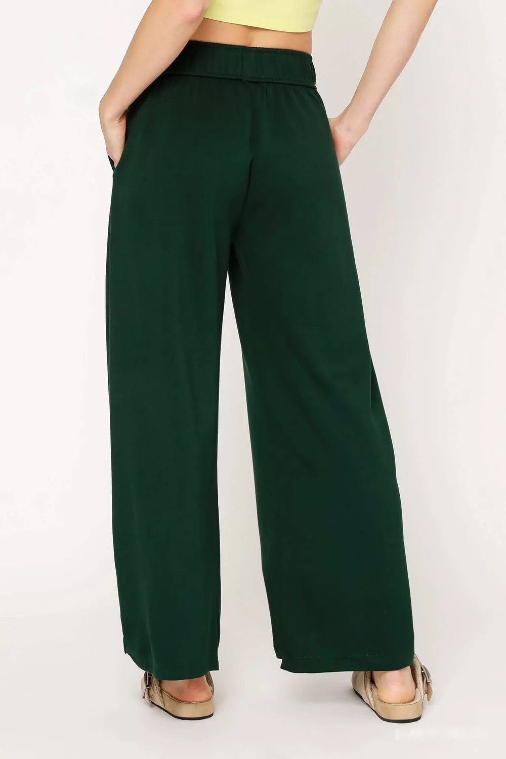Elastic Drawstring Waistband Wide Leg Pants, image 4