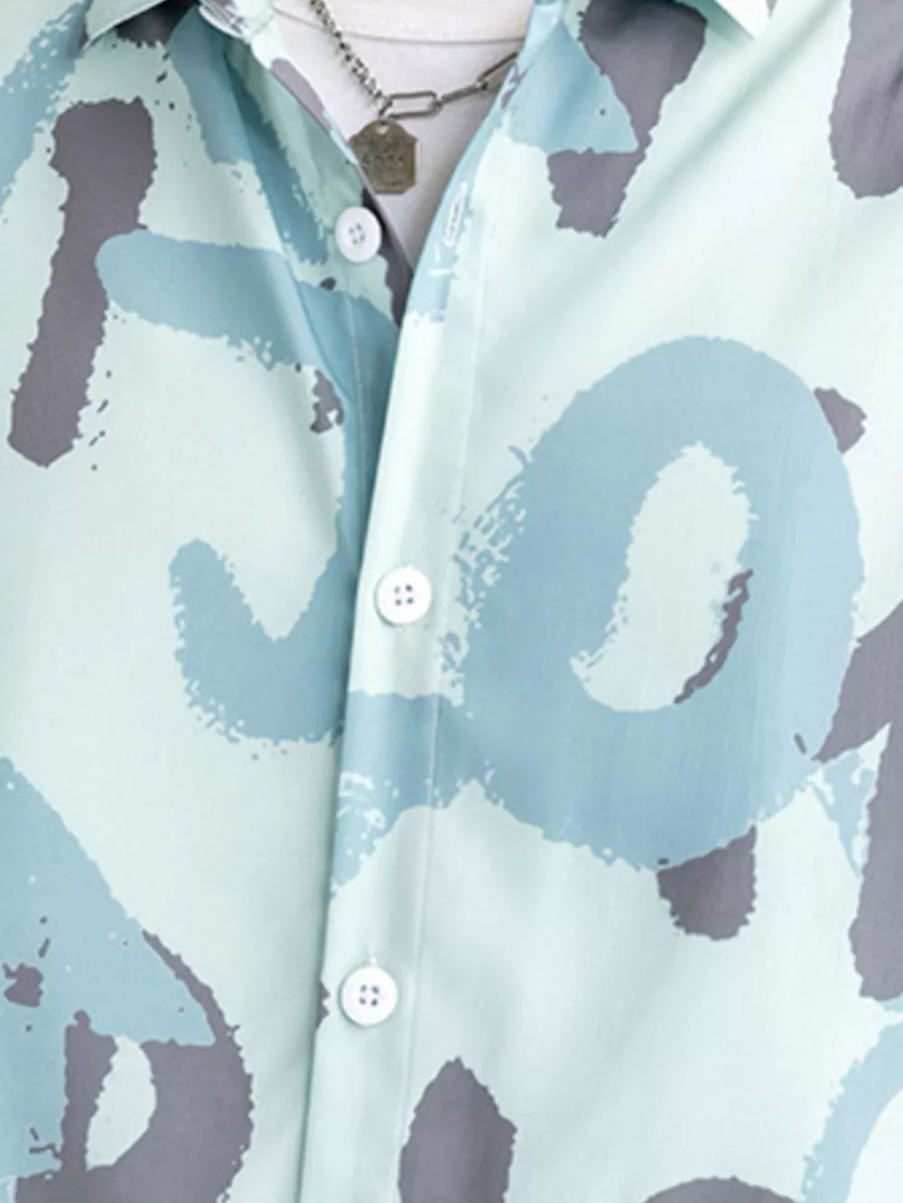 Men's Plus Size Abstract Print Short Sleeve Shirt, image 3