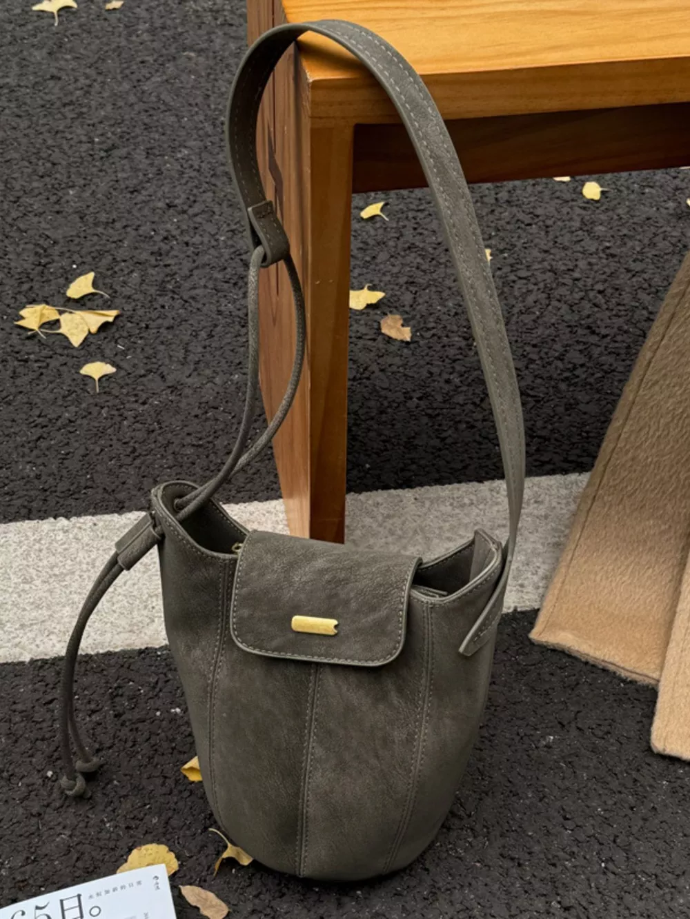 Vintage Suede Bucket Shoulder Bag, image 2