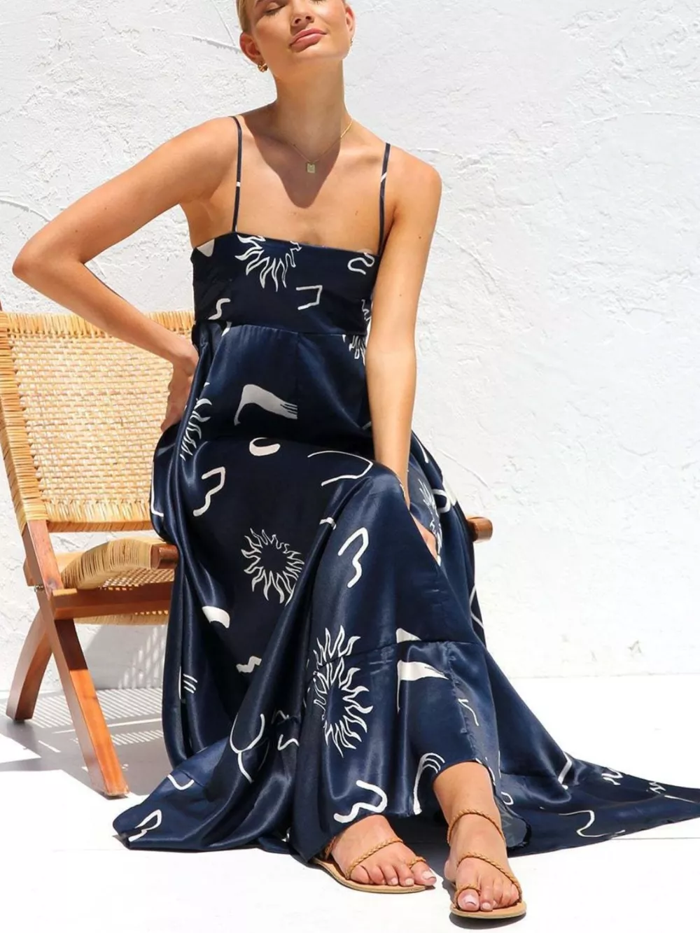 Printed Spaghetti Strap Maxi Dress, image 5