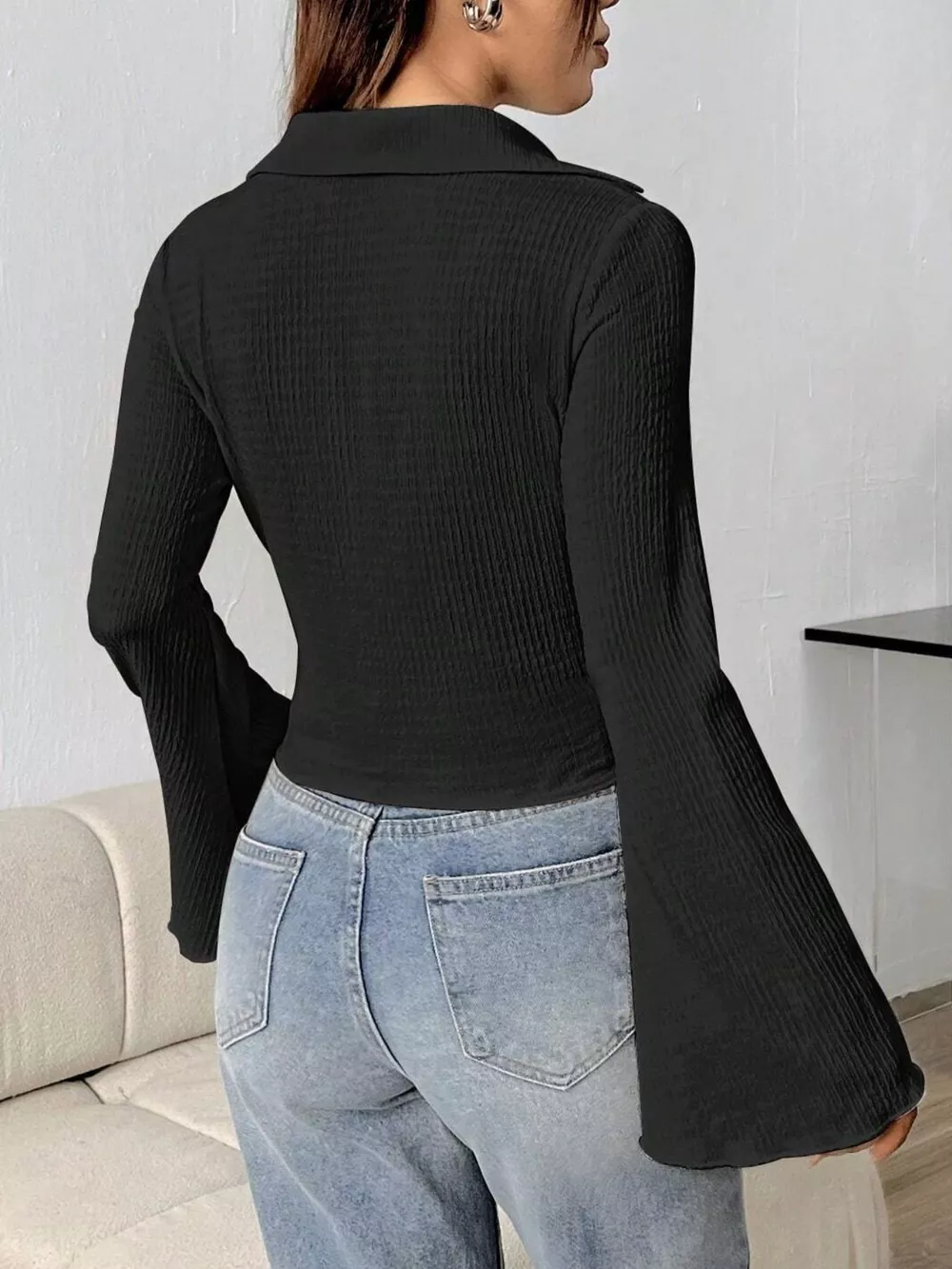 Button Up Flare Sleeve Shirt, image 18