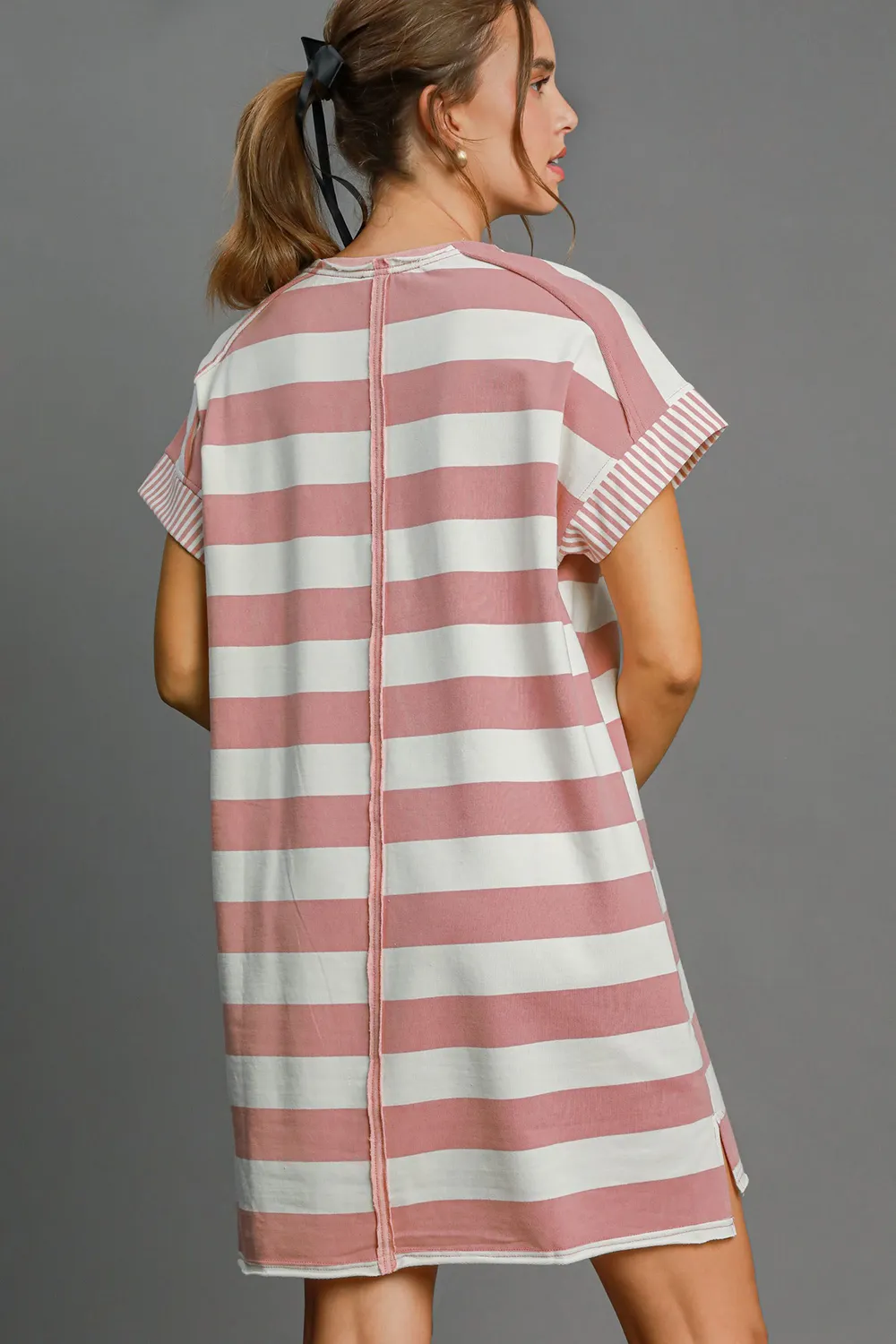 Peace Applique Striped Short Sleeve Mini Dress, image 2