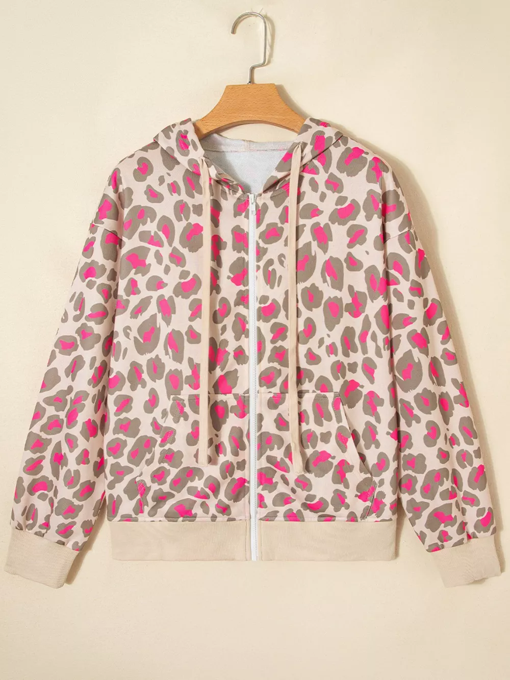 Leopard Print Zip-Up Hoodie, image 4