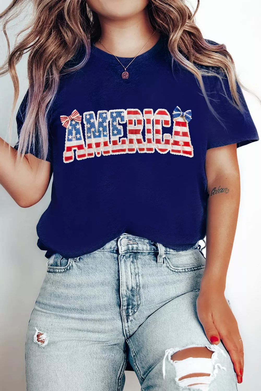 AMERICA Round Neck Relaxed T-Shirt, image 2
