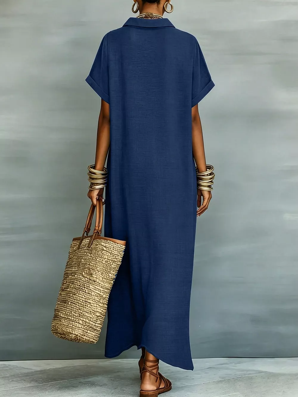 Casual Linen Shirt Dress with Button-Down Front, image 11
