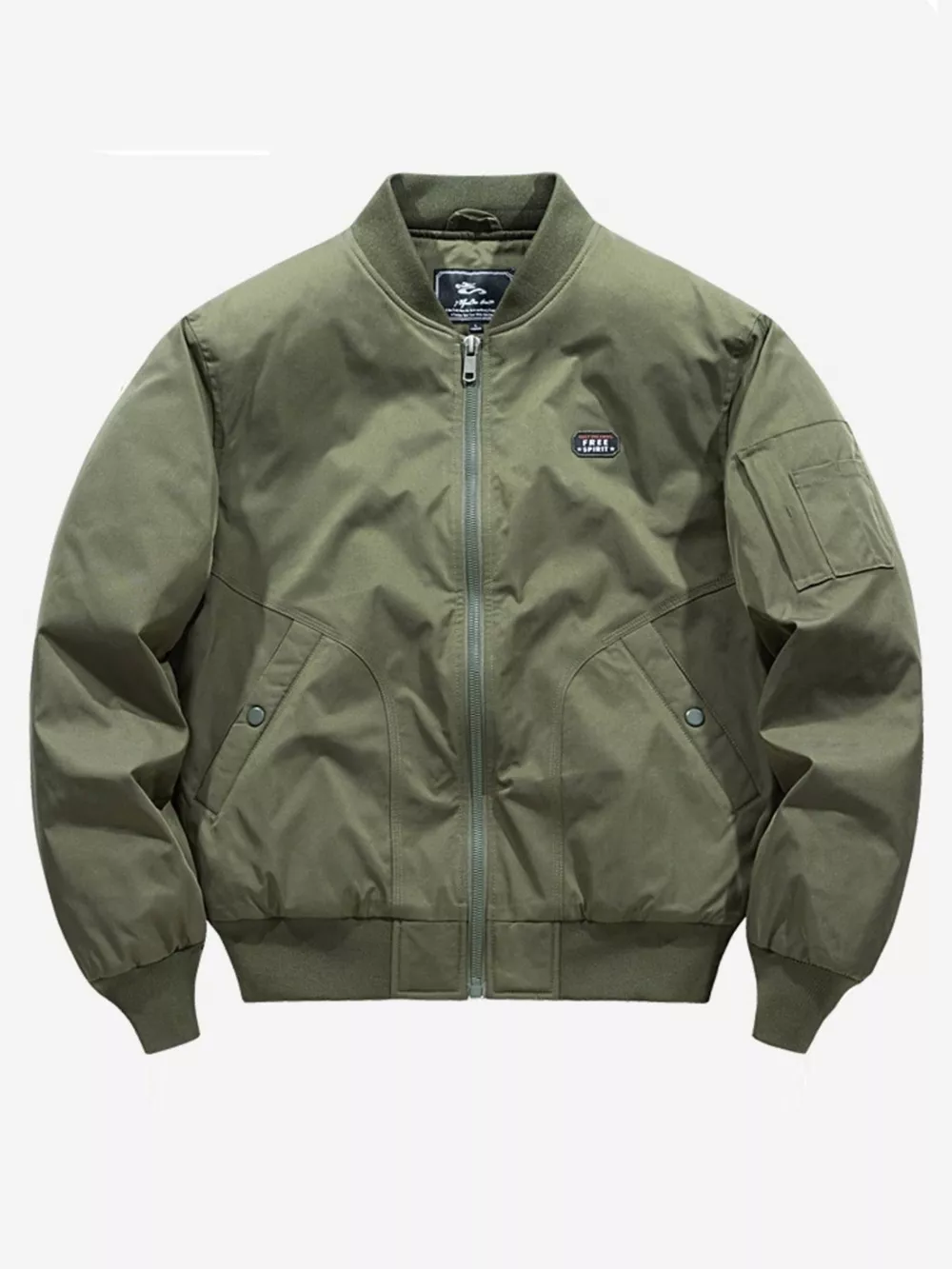 Men's Plus Size Bomber Jacket with Zipper, image 7