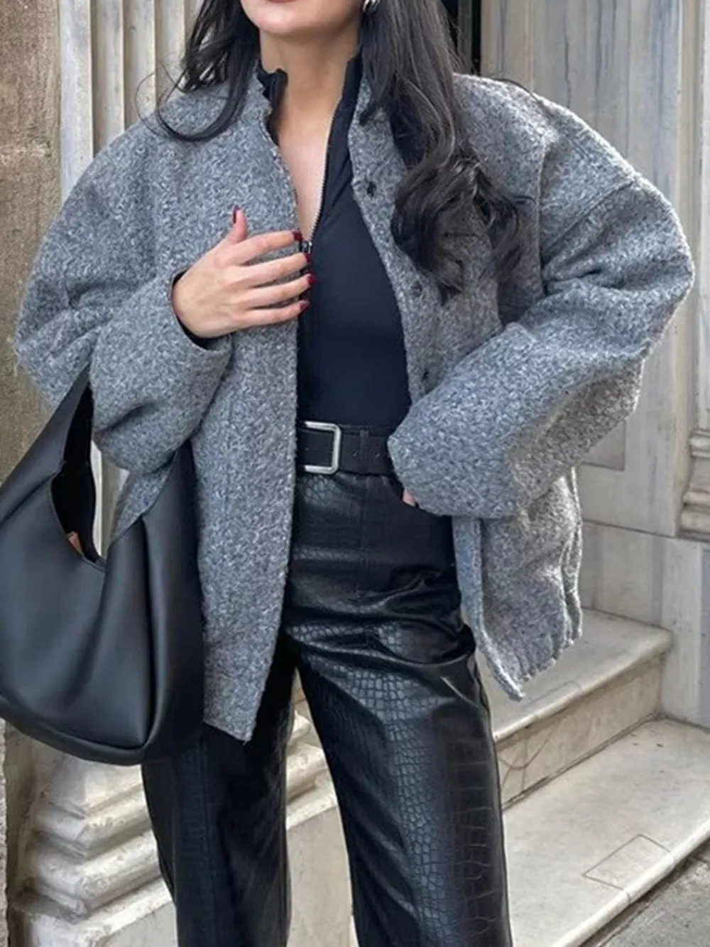 Full Size Snap Down Drop Shoulder Jacket, image 7