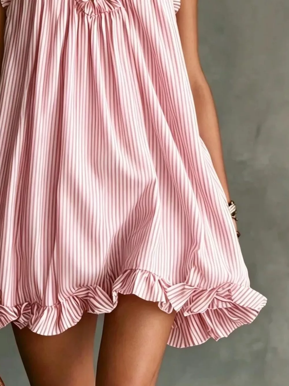 Full Size Ruffled Trim Halter Neck Mini Dress Plus Size, image 6