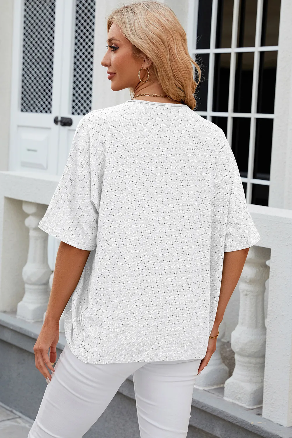 Eyelet Open Front Half Sleeve Cardigan, image 27