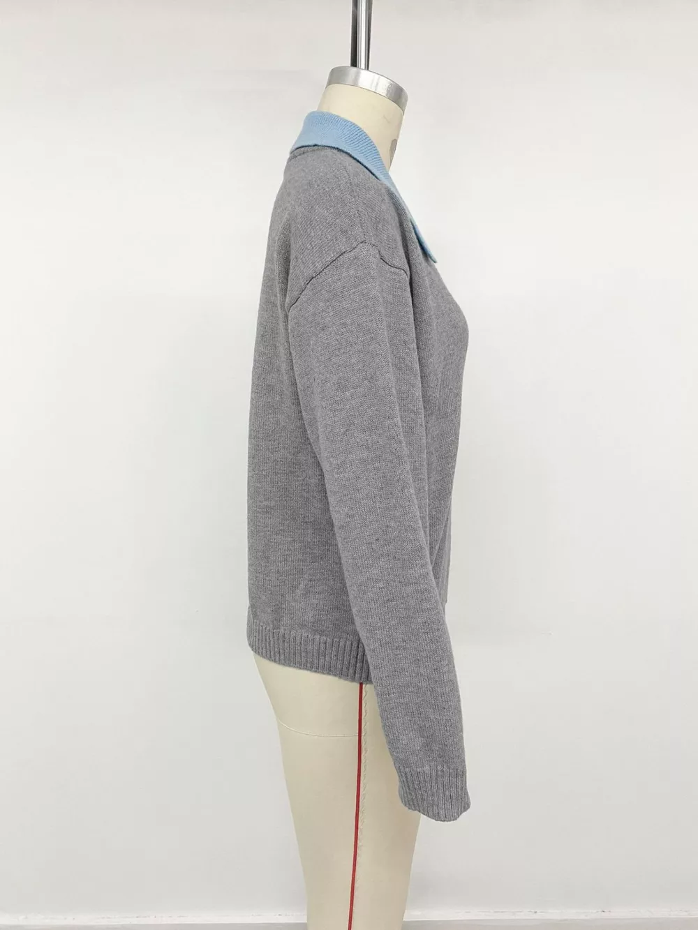 Contrast Collar Dropped Shoulder Sweater, image 11
