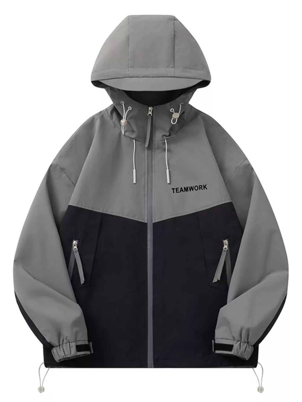 Men's Full Size Contrast Zip Up Long Sleeve Jacket Plus Size, image 6