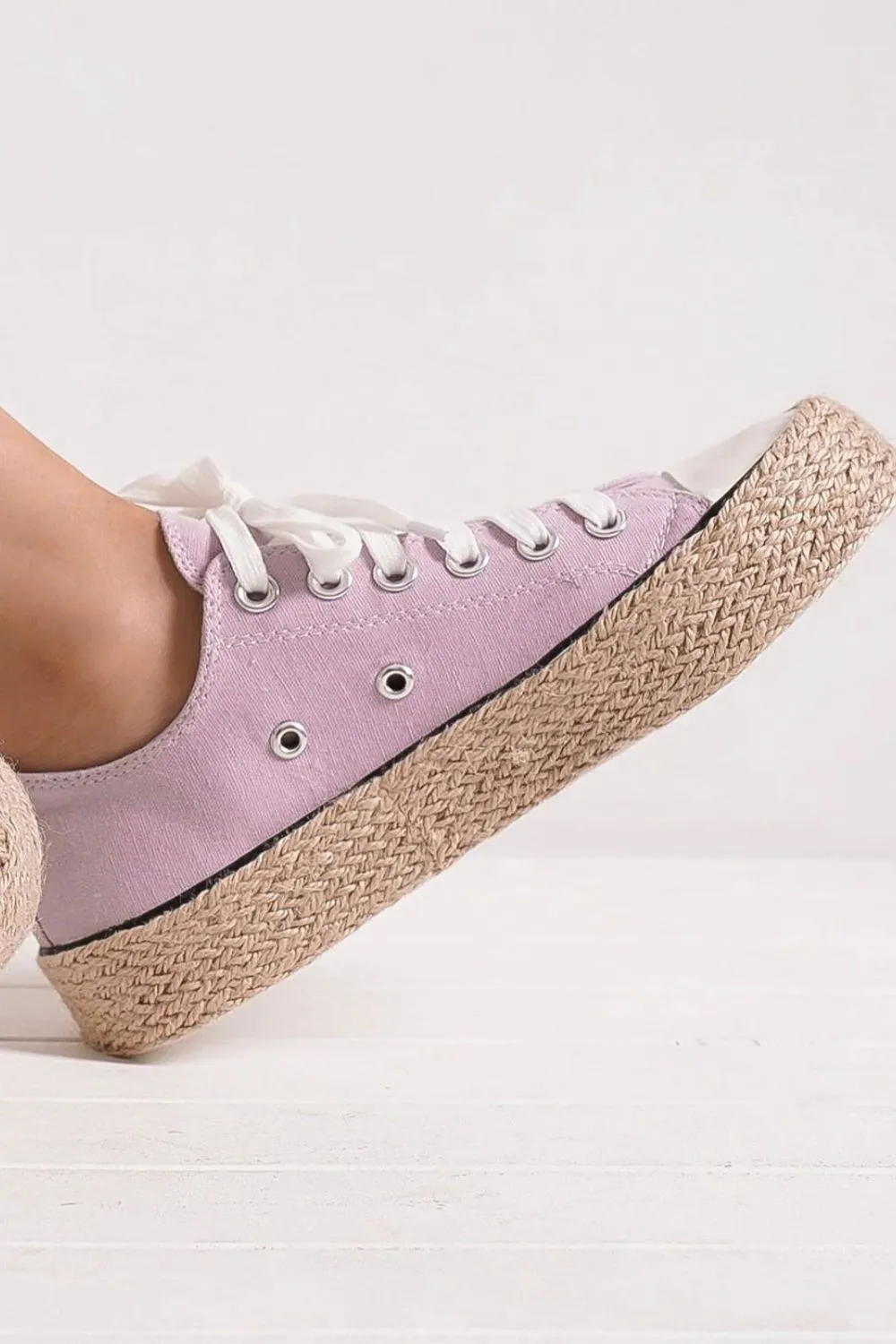 Lace Up Woven Espadrille Sole Sneakers, image 4