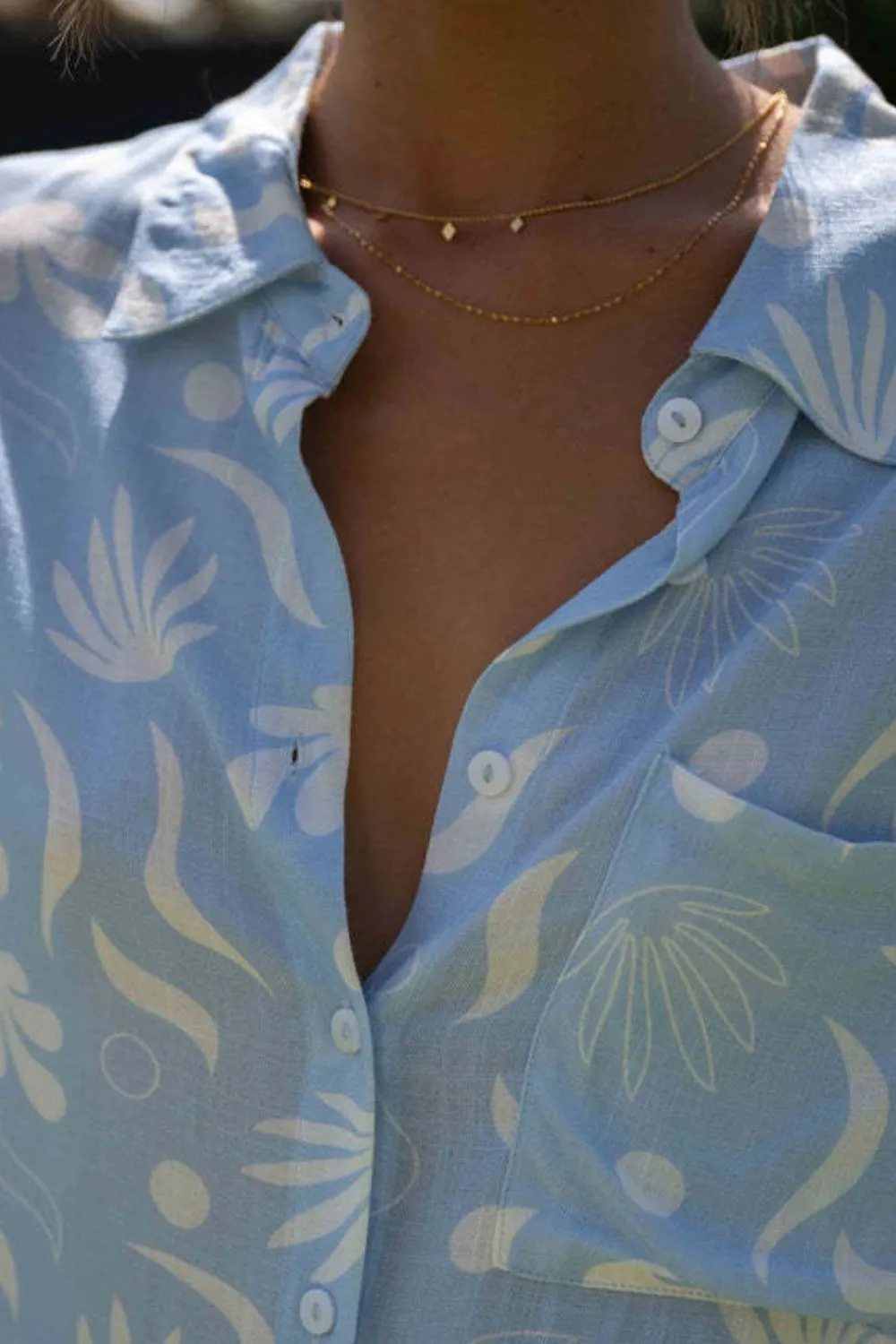 Printed Collared Neck Top and Shorts Set, image 4