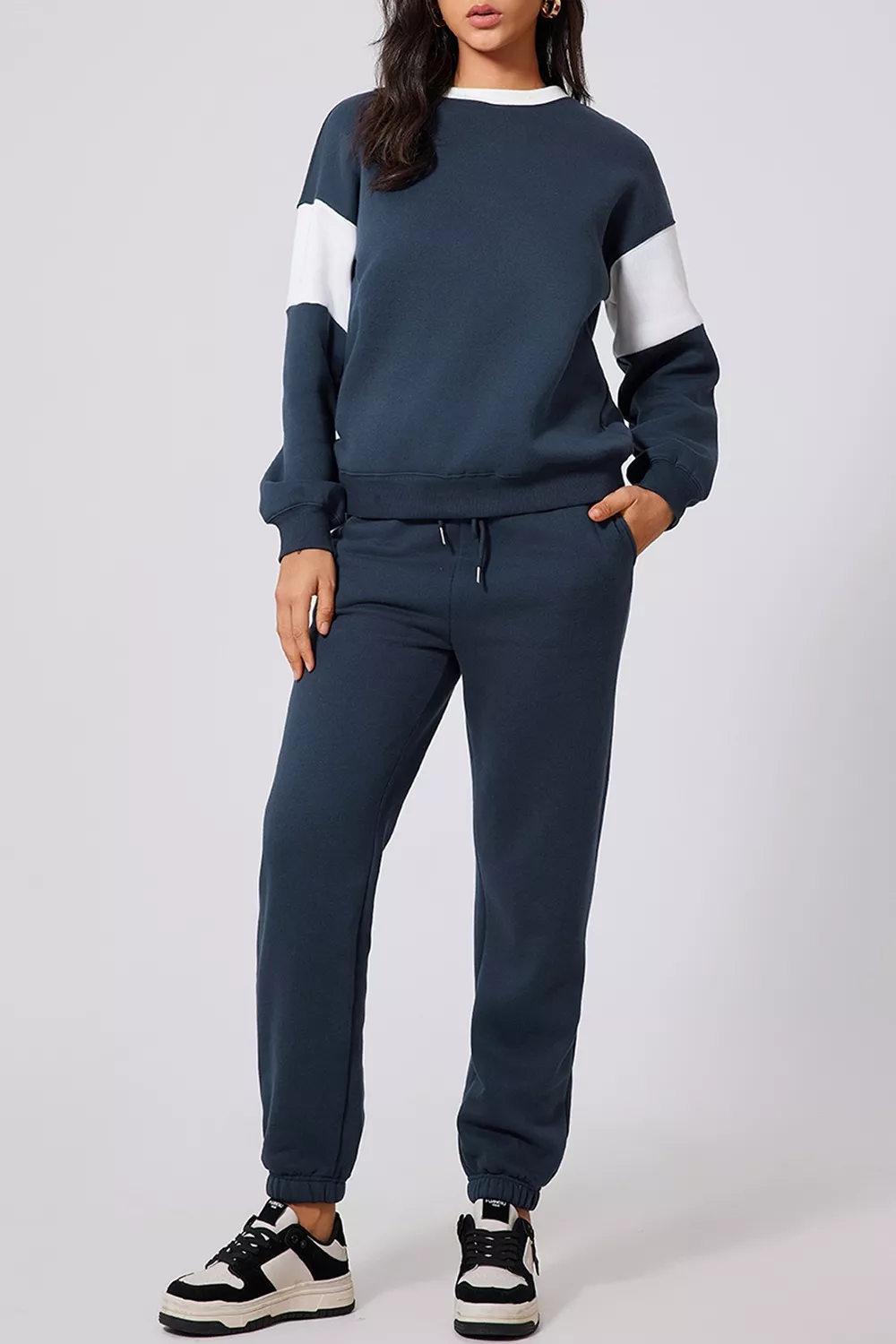 Drop Shoulder Loose Sweatshirt and Joggers Active Set, image 11