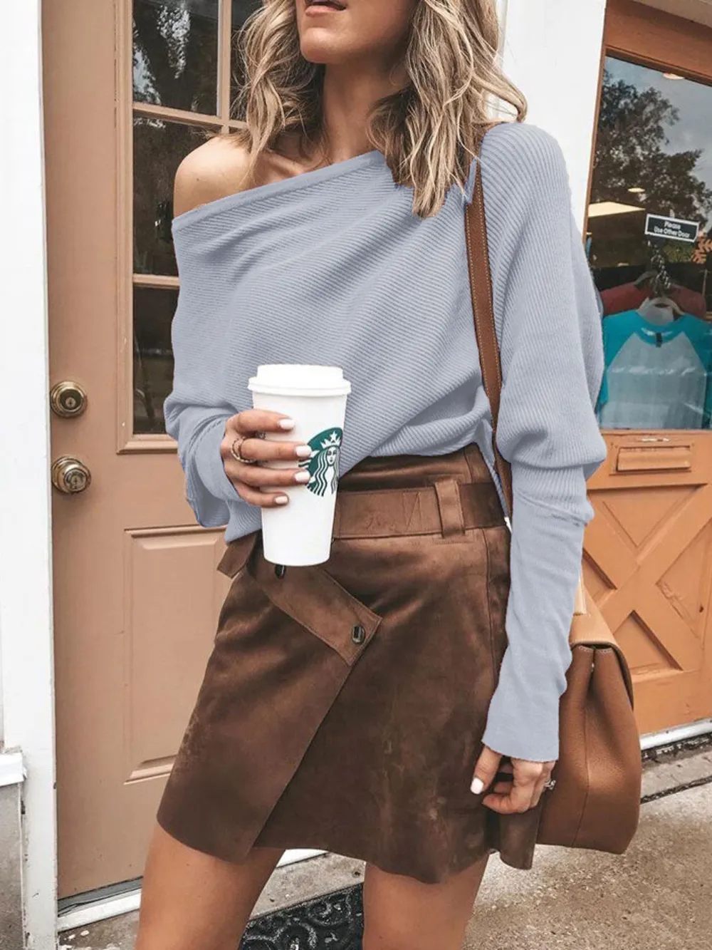 Full Size One-Shoulder Ribbed Sweater Plus Size, image 9