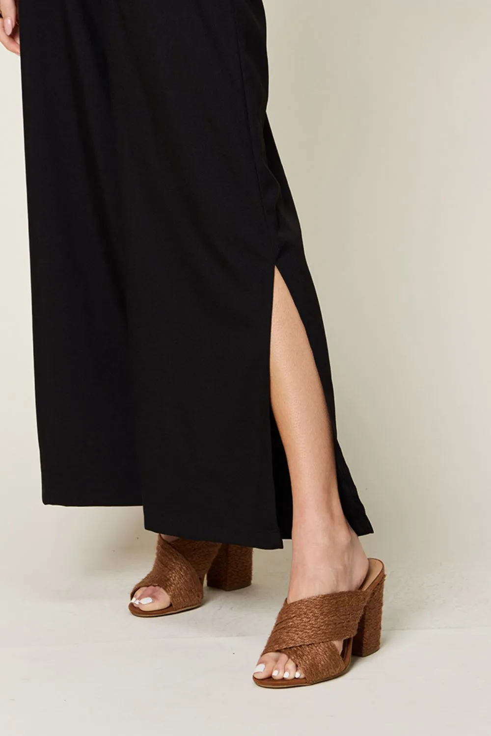 Full Size V-Neck Tied Side Slit Jumpsuit, image 9