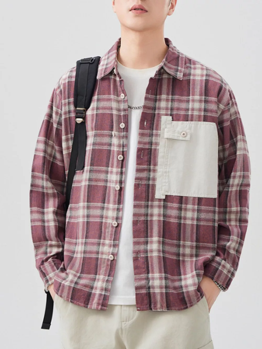 Men's Plus Size Plaid Button Up Long Sleeve Shirt, image 5