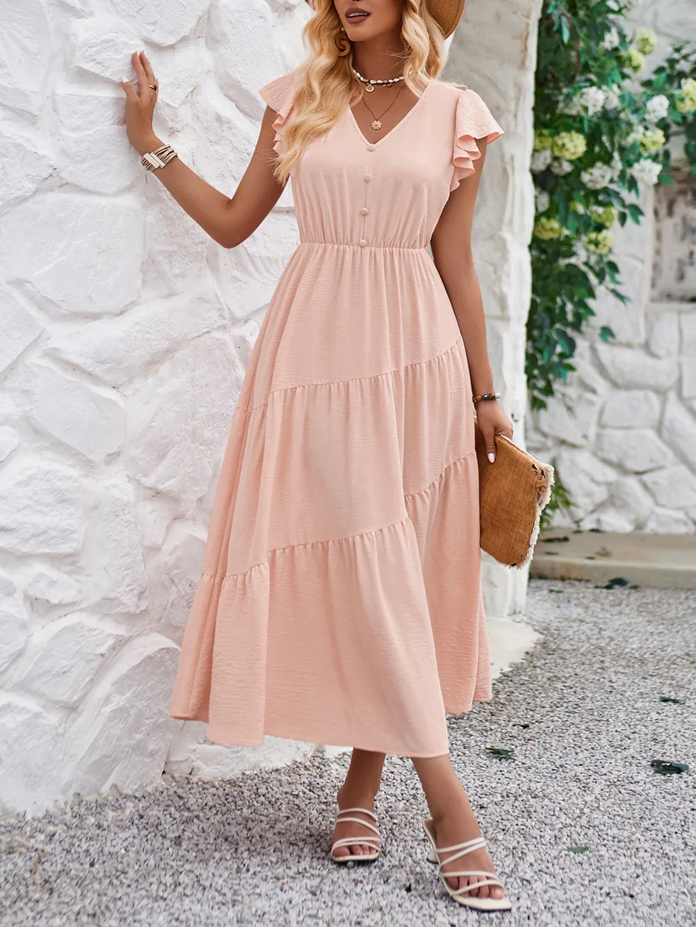 V-Neck Ruffle Sleeve Dress, image 14