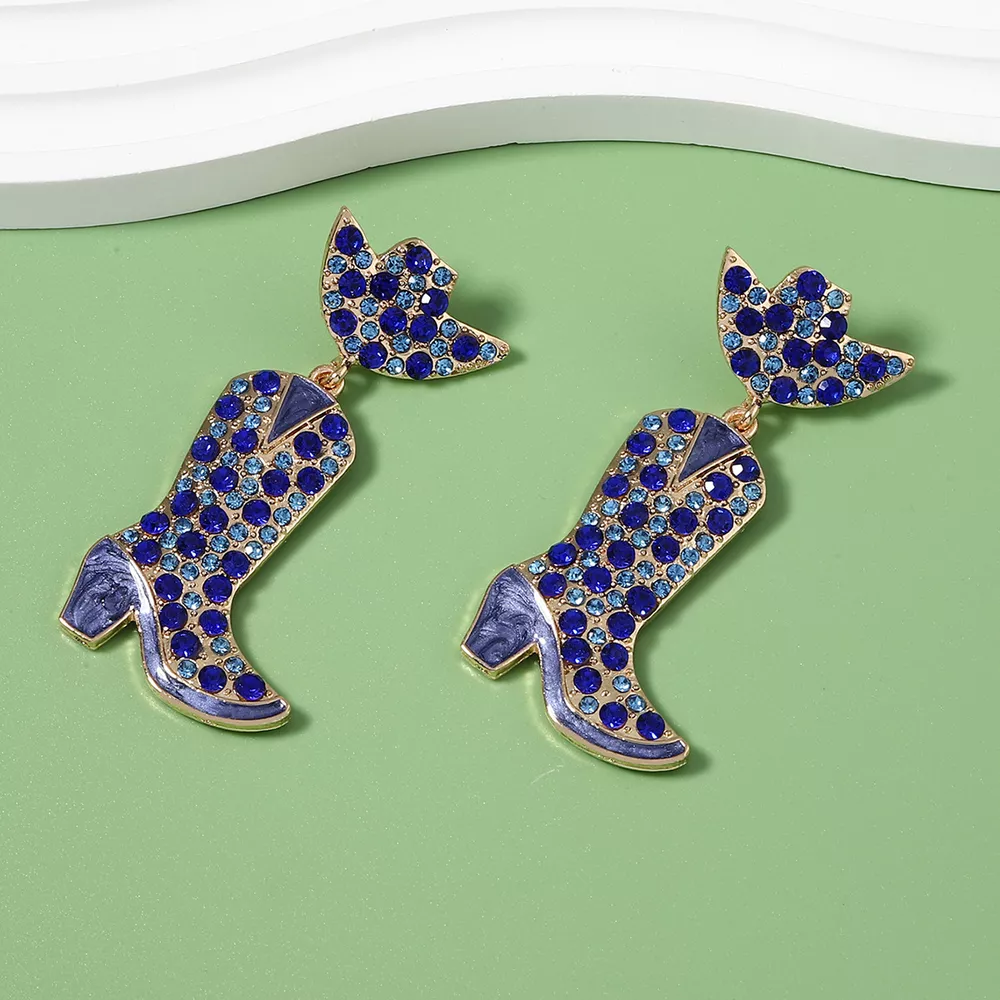 Rhinestone Cowboy Boot Dangle Earrings, image 9
