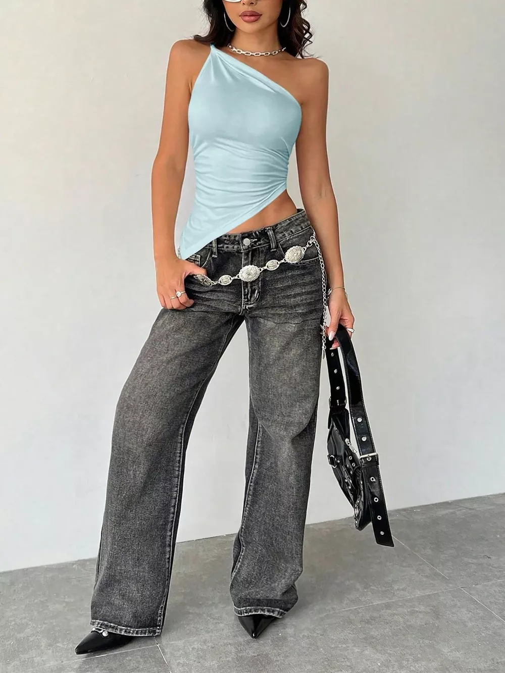 Asymmetrical One-Shoulder Slim Fit Cami, image 5