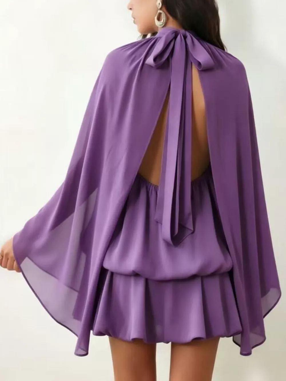 Tie Back Flare Sleeve Mini Dress, image 6