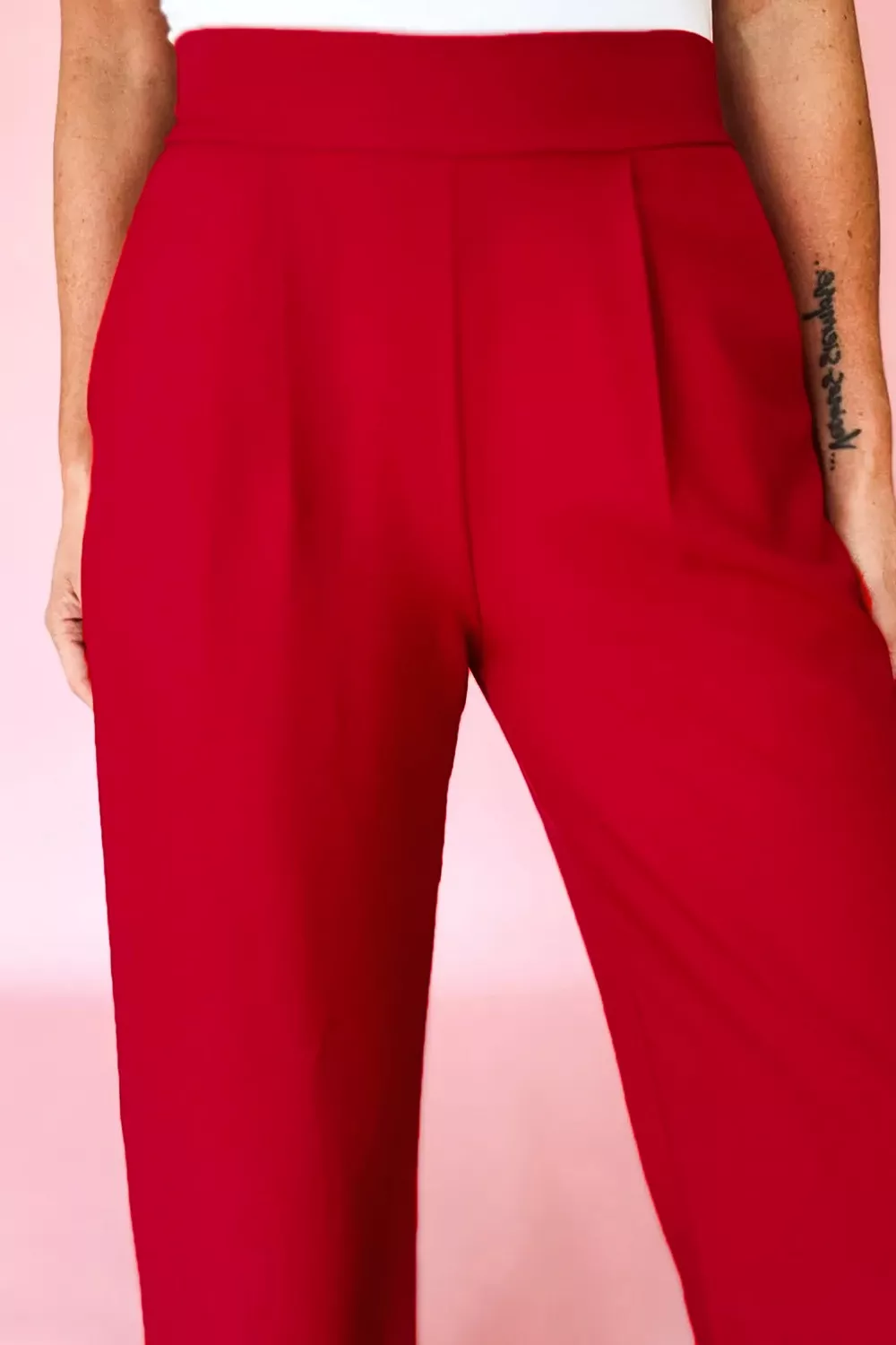 Pleated Detail Pull On High Elastic Waist Loose Straight Pants, image 9