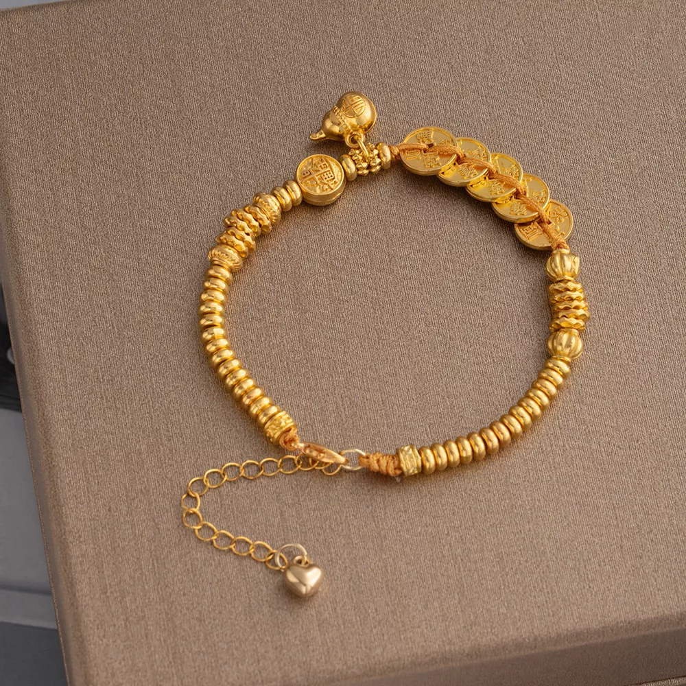 18K Gold-Plated Zinc Alloy Coin Bracelet