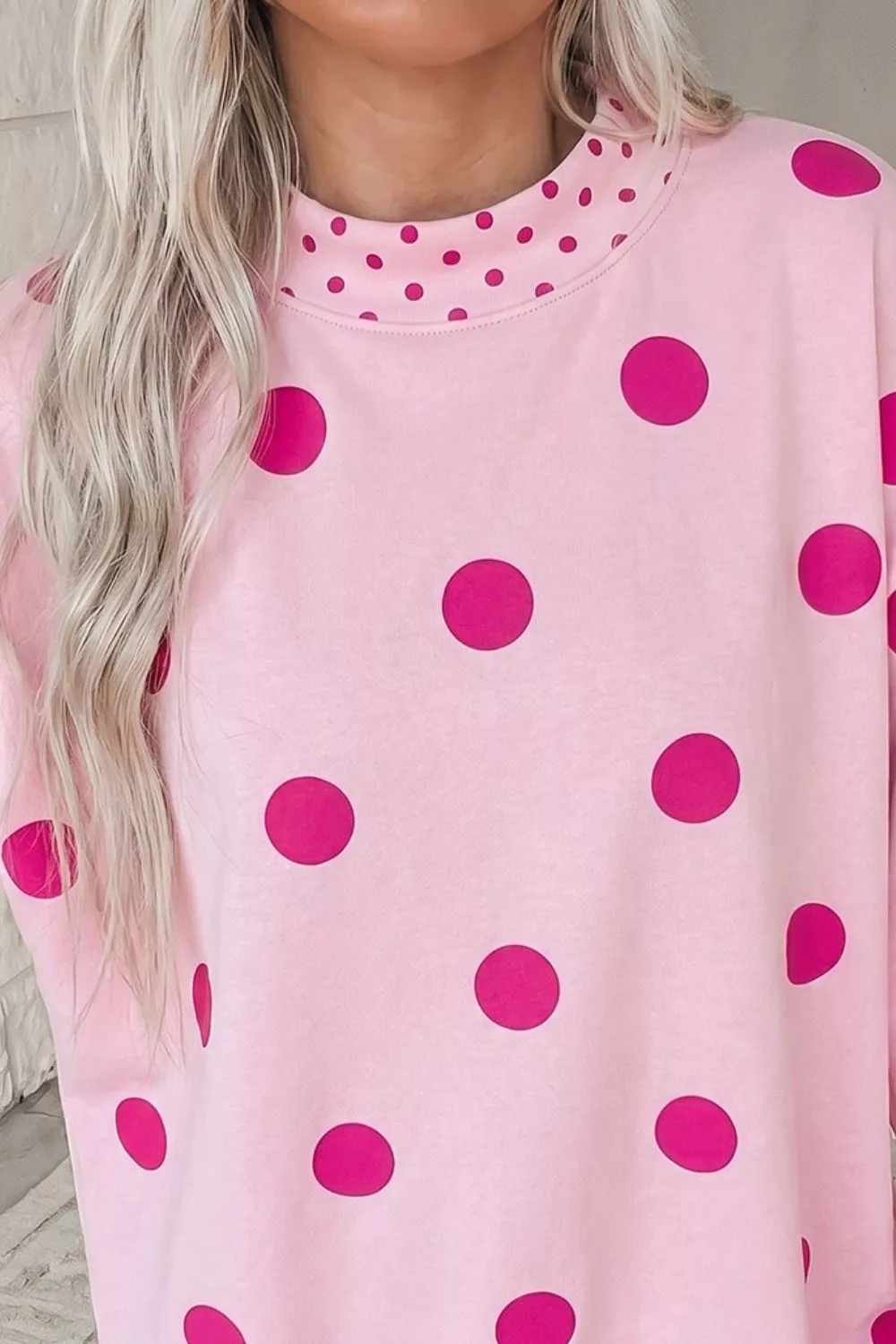 Polka Dot Dropped Shoulder Sweatshirt, image 5