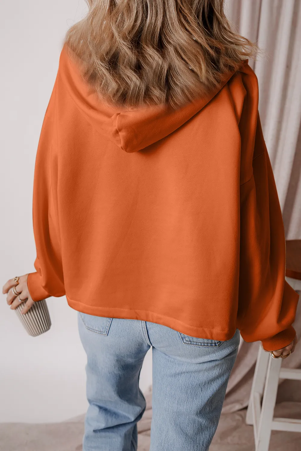 Pocketed Half Zip Dropped Shoulder Hoodie, image 23